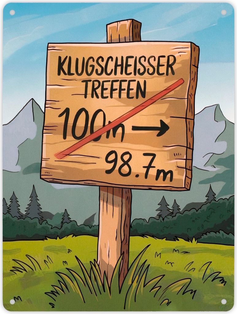 Klugscheisser Treffen Metallschild XL in 21x28 cm für Besserwisser