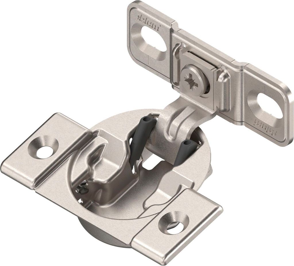 BLUM COMPACT Möbel Scharnier 107° mit Feder zum Schrauben, inkl. Montageplatte