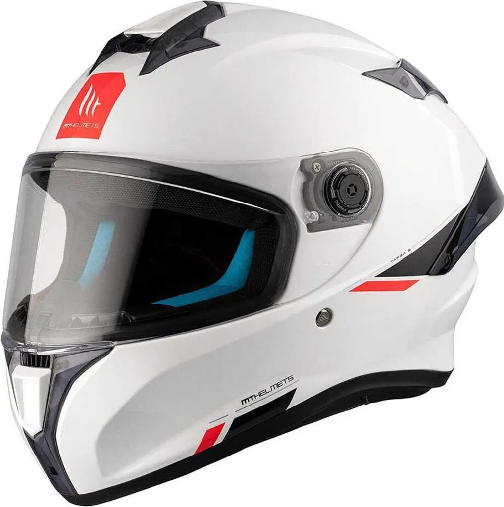 Casque intégral MT Helmets Targo S Solid A0 Blanc Brillant - Taille M - 3