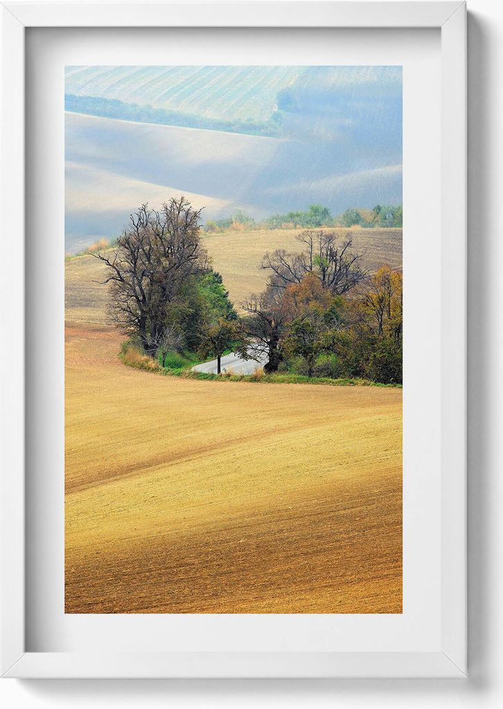 Ländliche Landschaft in Mähren– Wandbild mit Rahmen – Gerahmtes Bild – Wanddekoration – 40x60 cm – Weiß
