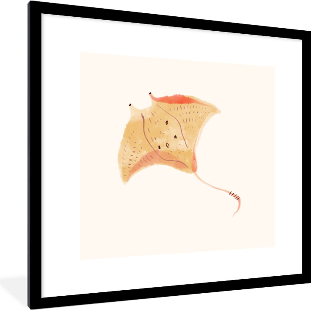 MuchoWow MuchoWow Gerahmtes Poster Rog - Tiere - Aquarell 40x40 cm - Poster mit zchwarzem Bilderrahmen - Poster - Plakat im Rahmen
