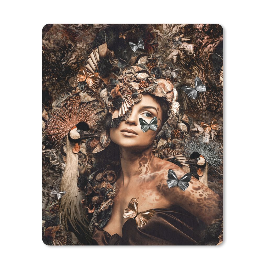 MuchoWow Mauspad Mousepad Luxus - Frau - Tiere - Schmetterlinge - Vögel 30x40 cm - Mousepads - Maus Mat - Pad - Mausunterlage - Mausmatten