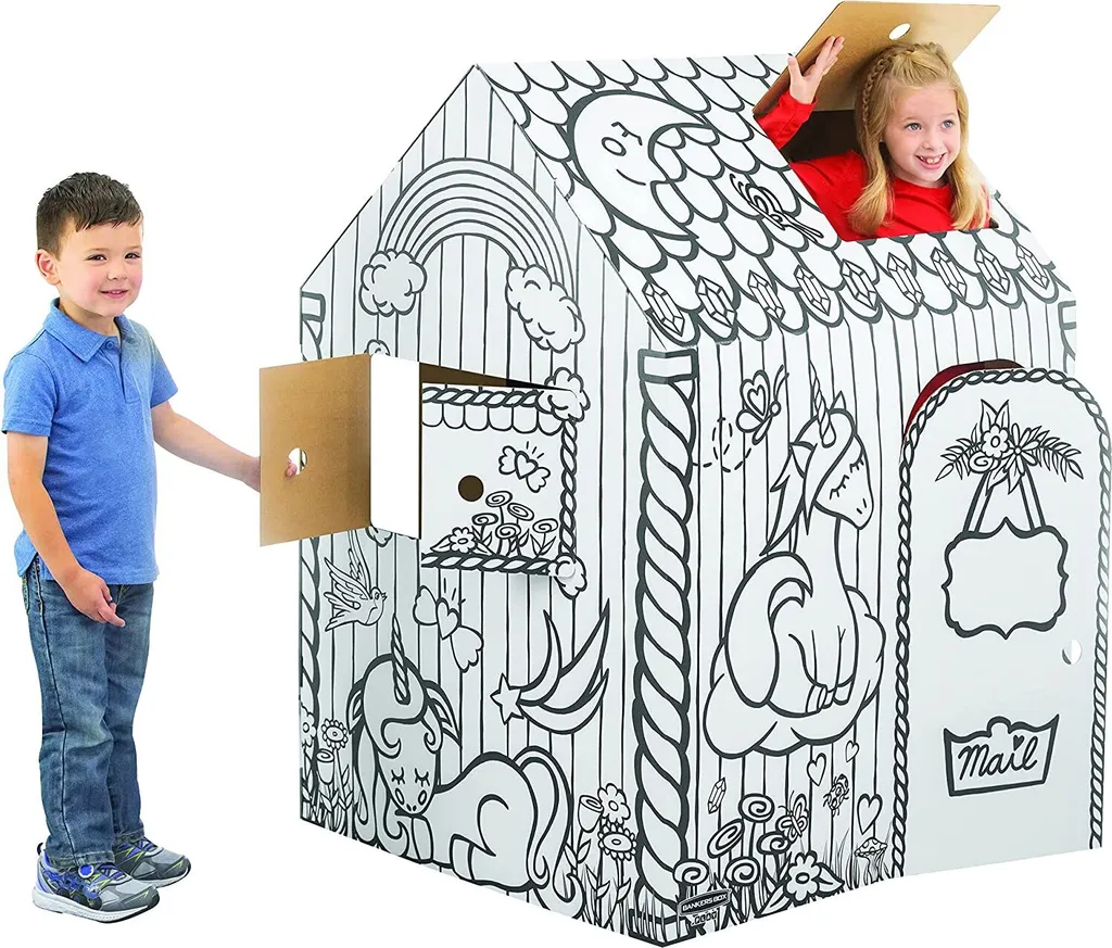 Maison de jeu Licorne sans bords coupants en carton ondulé pour enfant - 5