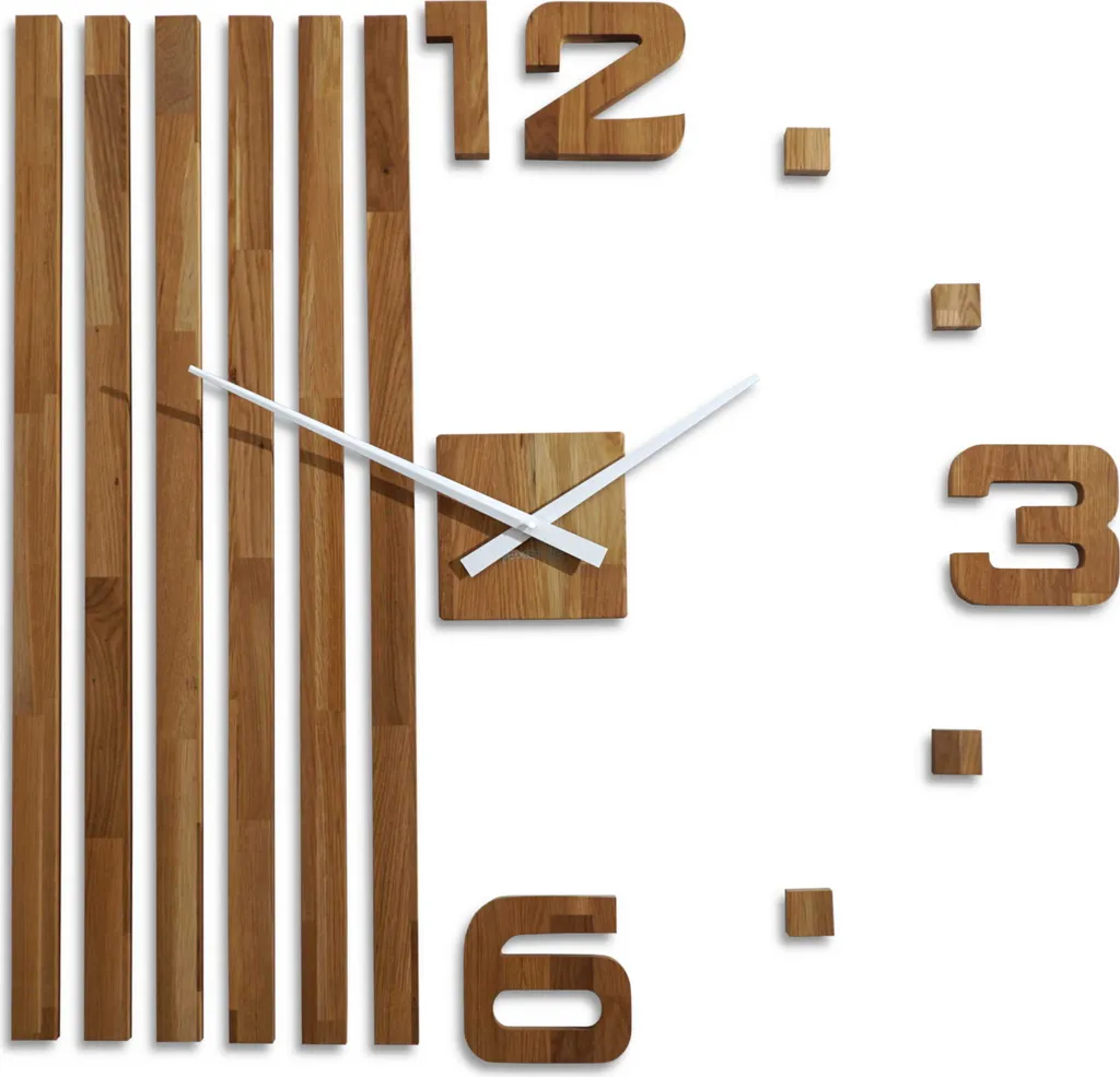 Horloge Murale Silencieuse 60 cm Bois Chêne 3D pour Chambre et Salon