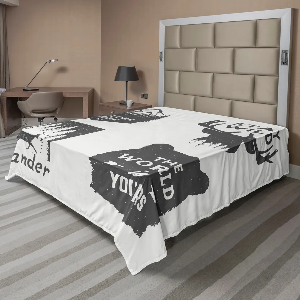 Drap Plat Doux et Confortable à Citations Nature Gris 275 cm x 260 cm
