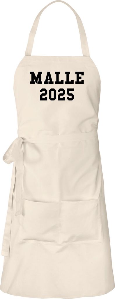 Huuraa Schürze Malle 2025 Mallorca Natur mit Taschen Baumwolle Kochschürze Geschenkidee