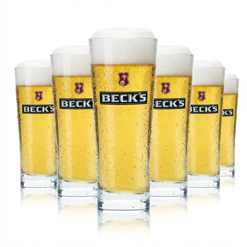 6x Becks Glas 0,4l Kontur Henry Bier Becher Pokal Gläser Produktbild 