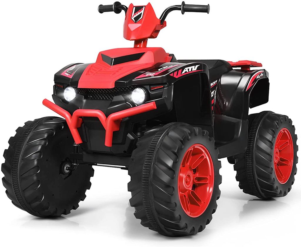 12V Elektroquad für Kinder, Kinderquad mit LED-Lichte & Musik & Hupe & USB & Langsamer Start, Elektromotorrad , Elektrofahrzeug (Rot)