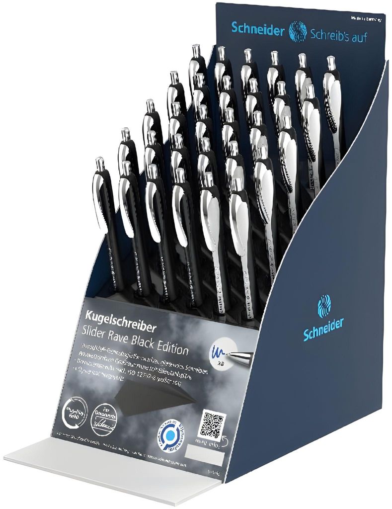 Schneider Kugelschreiber Slider Rave schwarz Display 30 Produktbild 