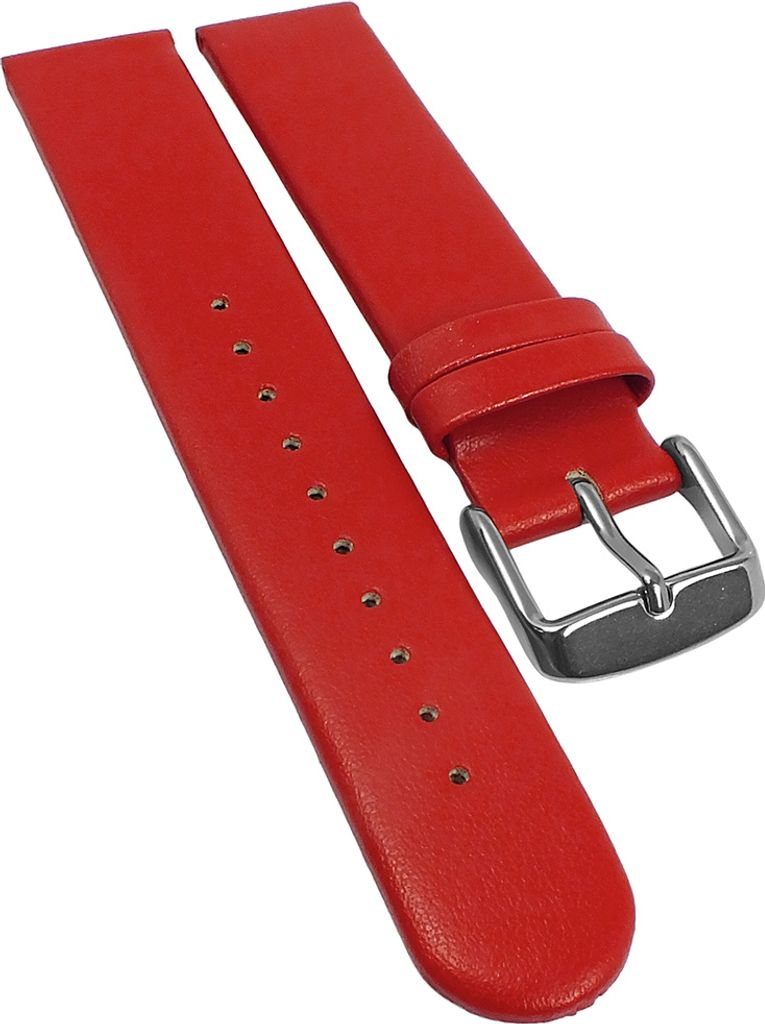 Herzog Uhrenarmband Vegan Apfelfaser rot gleichlaufend glatt , Schließe:Silbern, Anstoß:16 mm