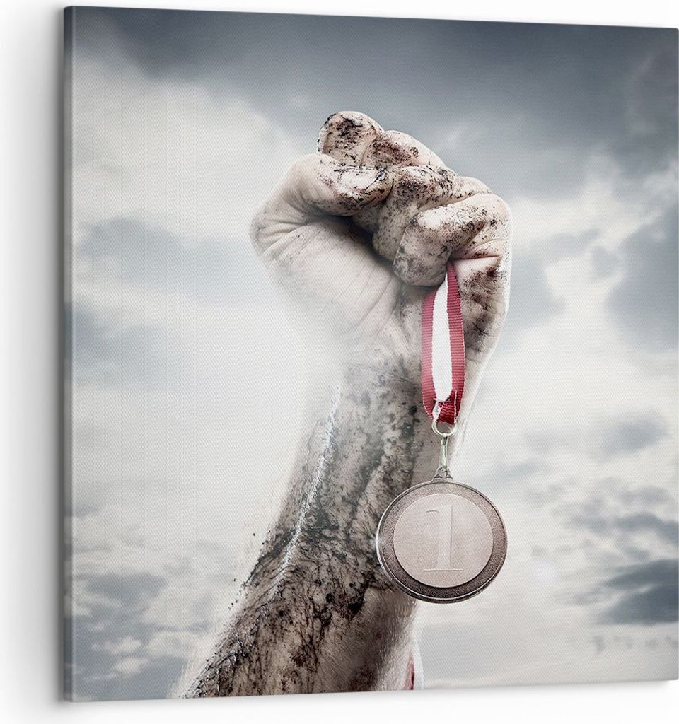 Bild auf Leinwand - Leinwandbild - Sport Medaille Sieg Trophäe - 60x60cm - Wand Bild - Wanddeko - Leinwanddruck - Bilder - Kunstdruck - Wanddekora...