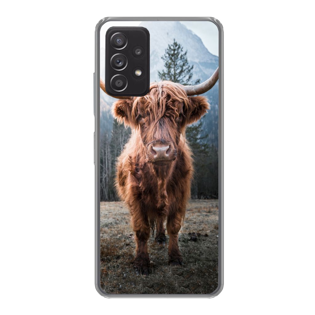 MuchoWow Handyhülle Schutzhülle Hülle für Samsung Galaxy A33 5G Schottischer Highlander - Berg - Tier Silikon Softcase Handy Hülle - Kartenh...