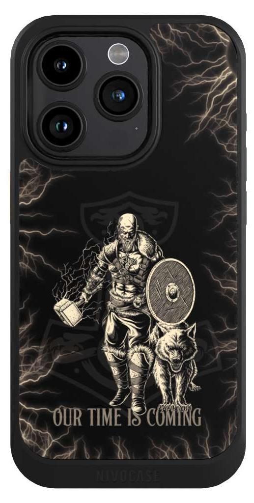 NIVOCASE Hülle für Apple iPhone 15 Pro Handyhülle NIVOcore Case Schwarz Serienmotiv Vikings Wikinger