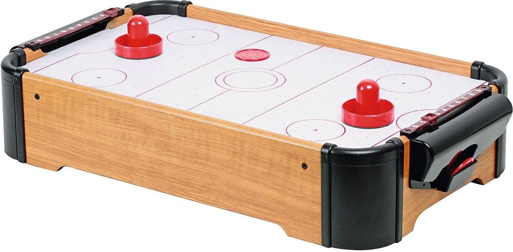 BURI Mini-Air Hockey Tischspiel – rasanter Spielhallenspaß im Mini-Format mit 2 Handgriffen 2 Pucks und Zählwerk batteriebetrieben für Kinder ...