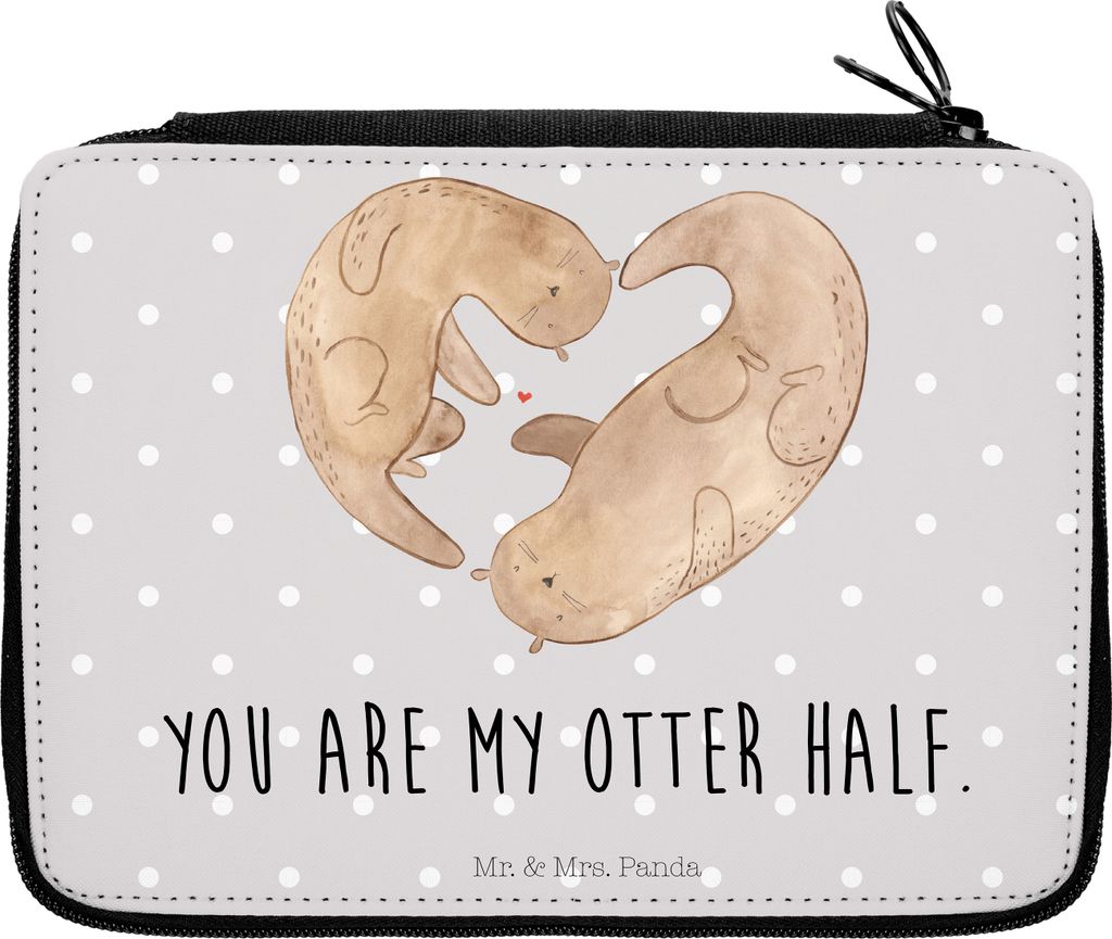 Mr. & Mrs. Panda Etui Otter Herz - Grau Pastell - Geschenk, Produktbild 