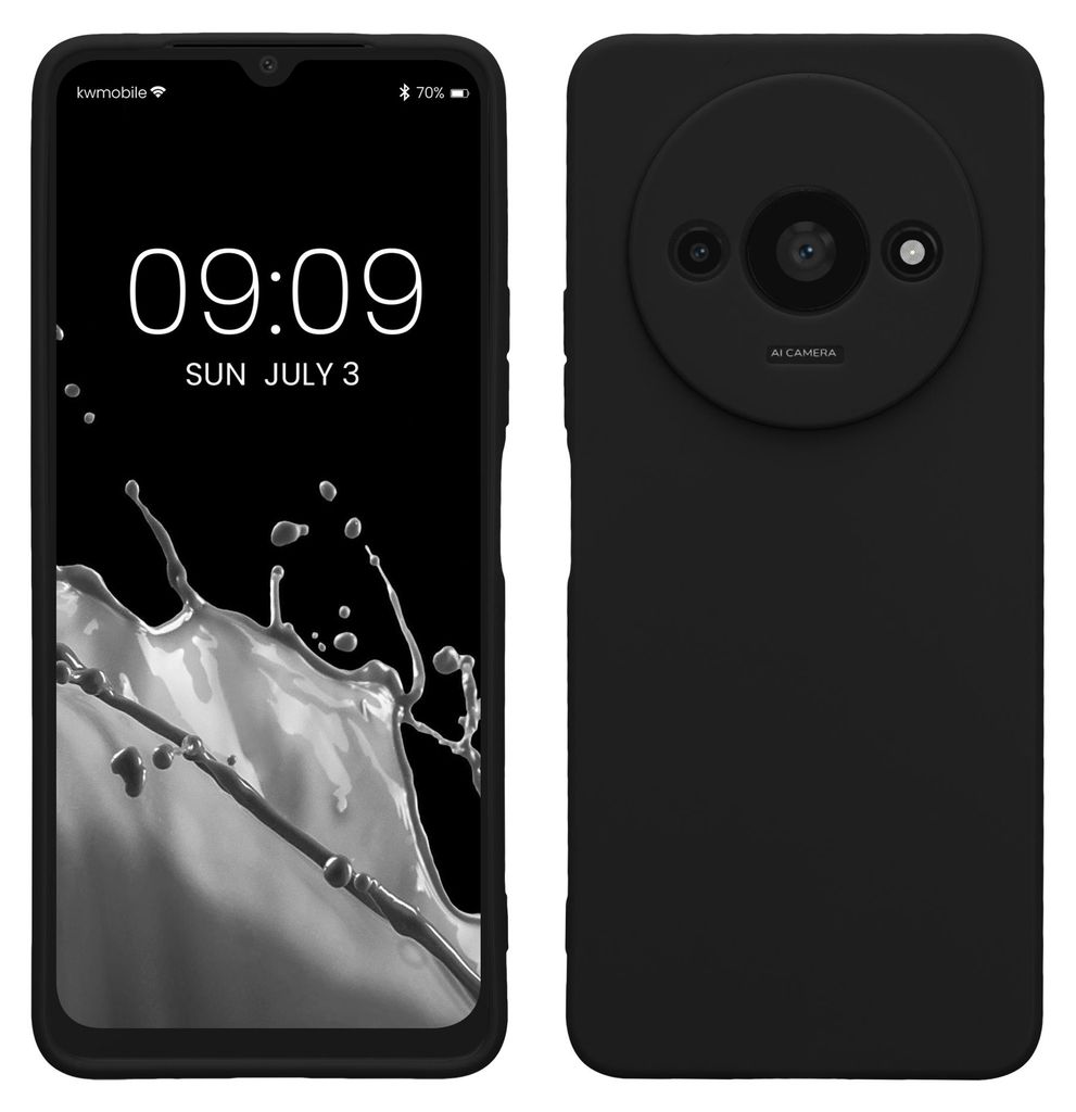 kwmobile Handyhülle für Xiaomi Redmi A3 Hülle - weiches Handy Silikon Case - Schutzhülle Cover - Schwarz