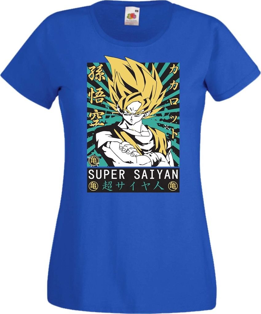 Damen T-Shirt Anime Manga Dragon Anime Manga Ball Z 15 Ssg, Lady XL / Blau