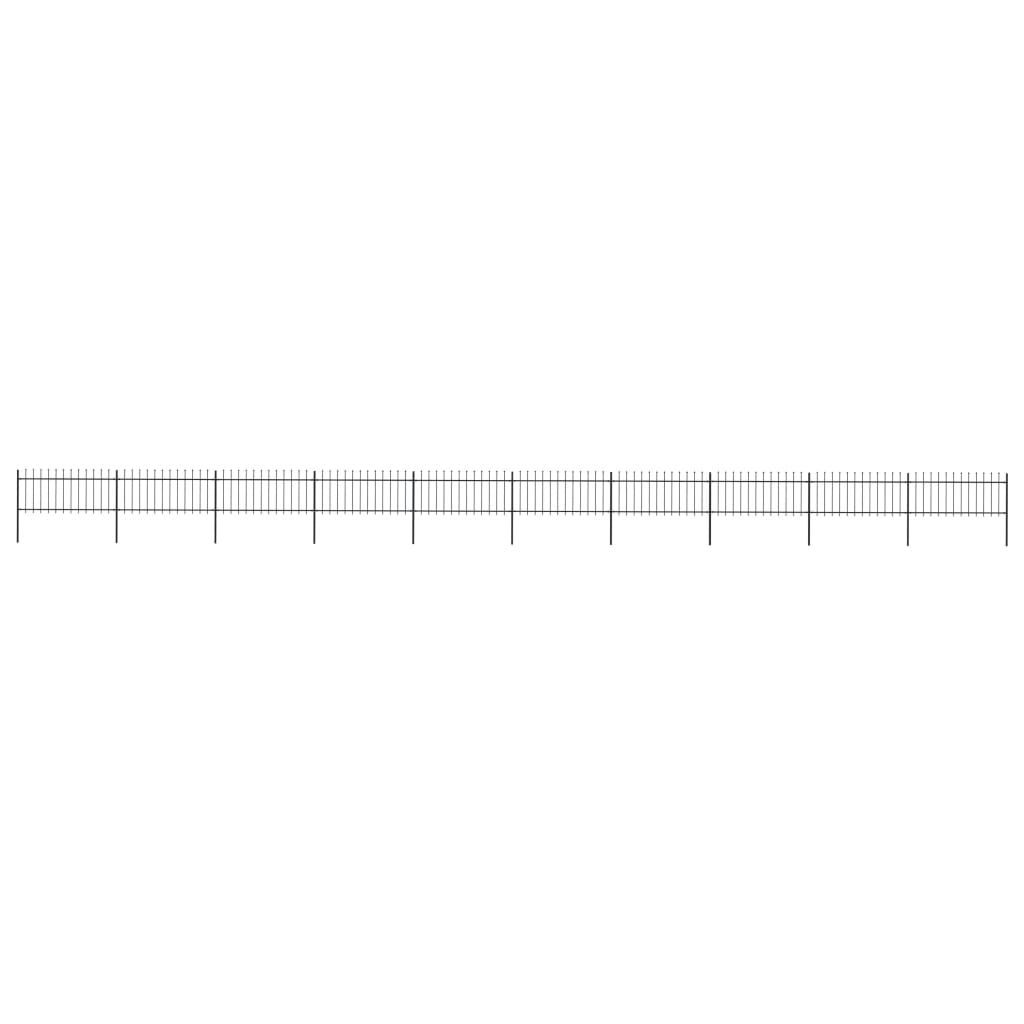 The Living Store Gartenzaun mit Speerspitzen Stahl 17 x 0,8 m Schwarz