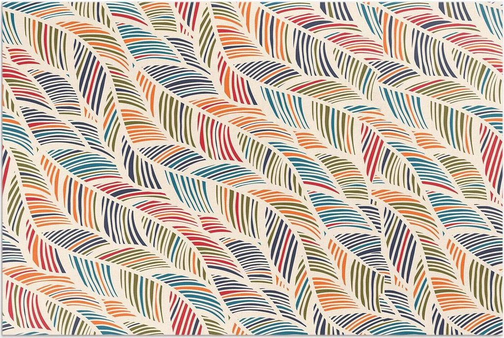 Bunte abstrakte Boho-Blätter – Vinylteppich – 140x210 cm – Outdoor Teppich – Terrasse – Wetterfest – Modern