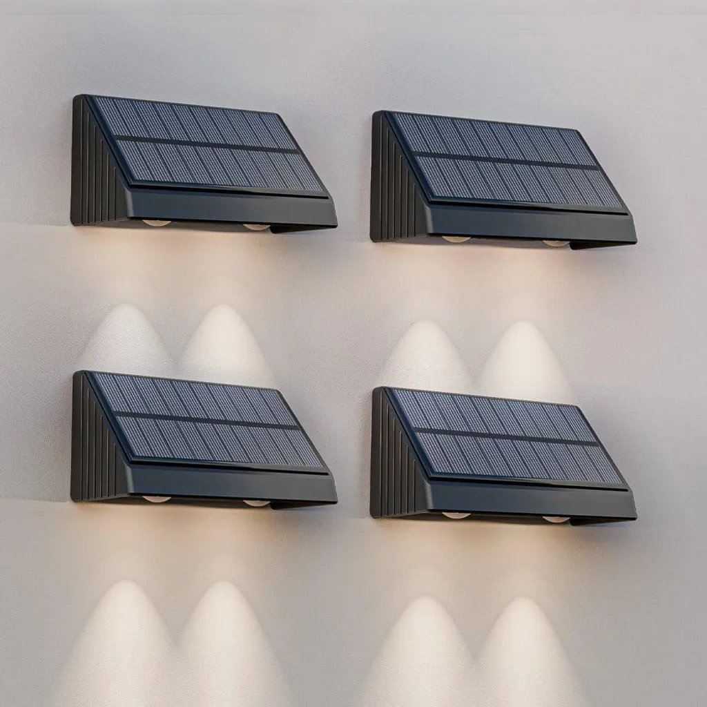 Applique murale solaire LED pour jardin et terrasse 3000K Noir x4 unités