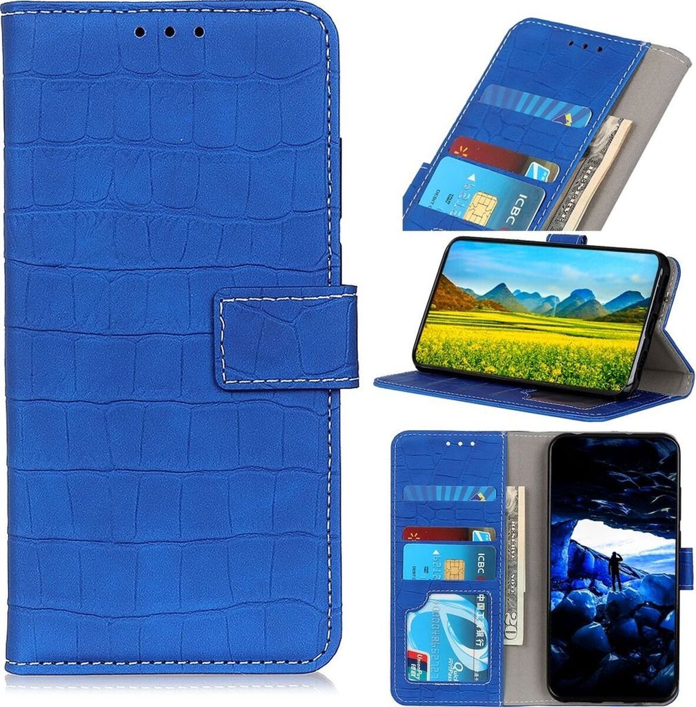 Mobigear Croco POCO X4 GT Hülle Klapphülle Geldbörse - Blau