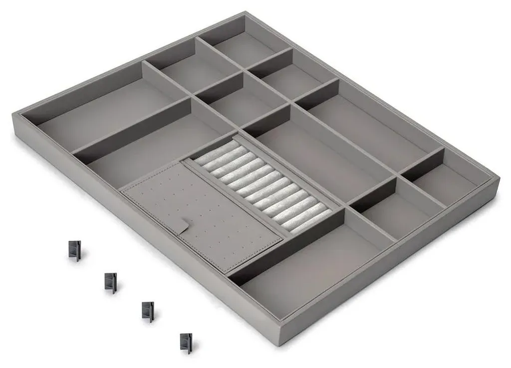Tiroir organisateur Quartz 540 M70 en éco-cuir et bois coloris Titane