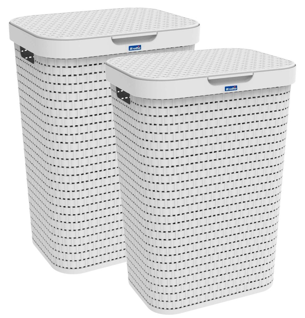 Rotho 2er-Set Wäschesammler 55 L Country  - Wäschekorb groß Produktbild 