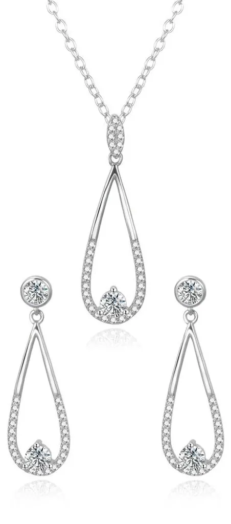 Ensemble bijoux argent femme avec pendentif et boucles d'oreilles chic