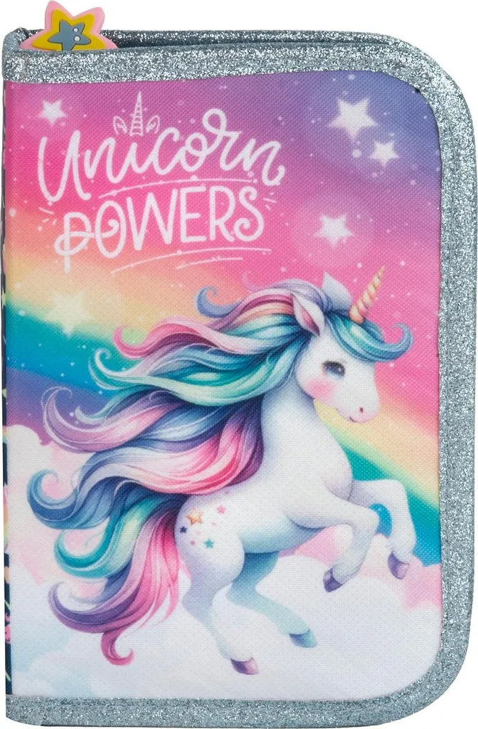 Astuccio Unicorno 3 Zip Completo Accessori Scuola Elementare 2025 - 2