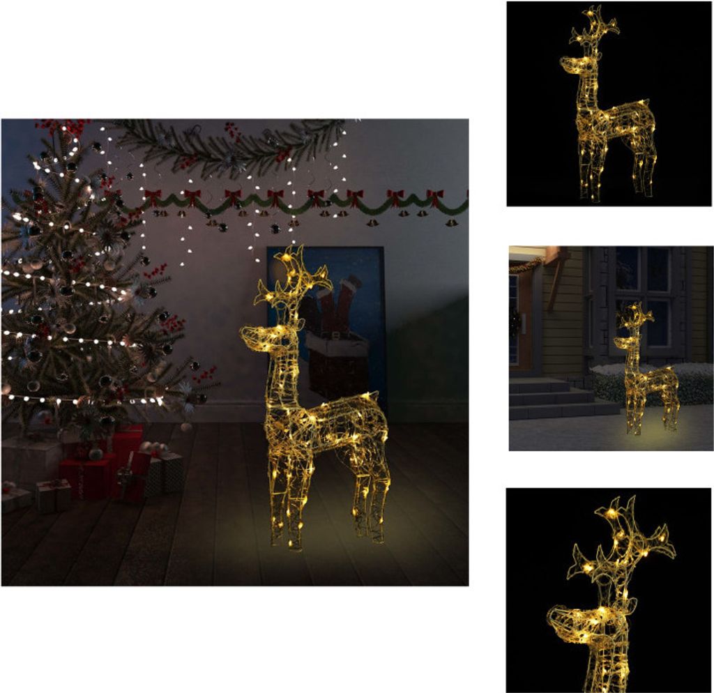 vidaXL LED-Rentier Weihnachtsdeko 90 LEDs 60x16x100 cm Acryl - Weihnachtsbeleuchtung
