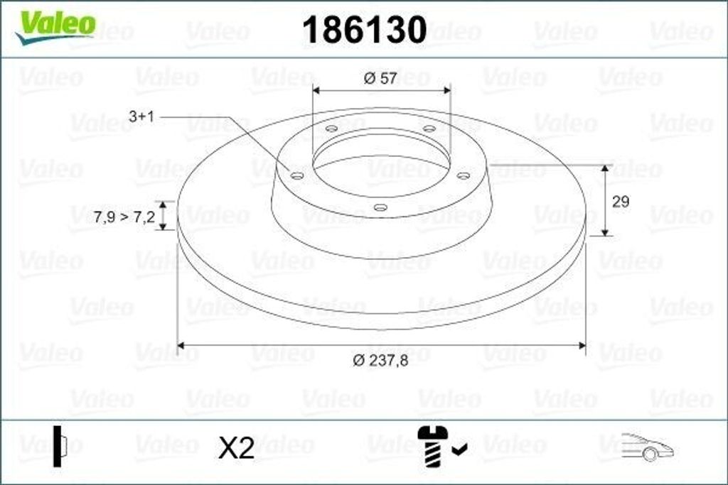 VALEO 186130 Bremsscheibe OE 4249C5 kompatibel mit Saxo, 106