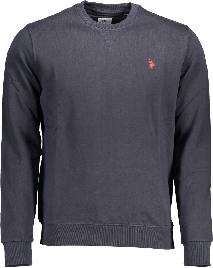 Blaues Herren-Sweatshirt mit Stickerei und Rundhalsausschnitt