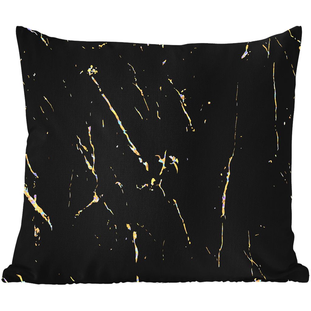 MuchoWow Outdoor Kissen - Marmor - Schwarz - Gold - Luxus - 50x50 cm - Wetterfest - Lounge Kissen - Komfortabel - Kissen mit Bild