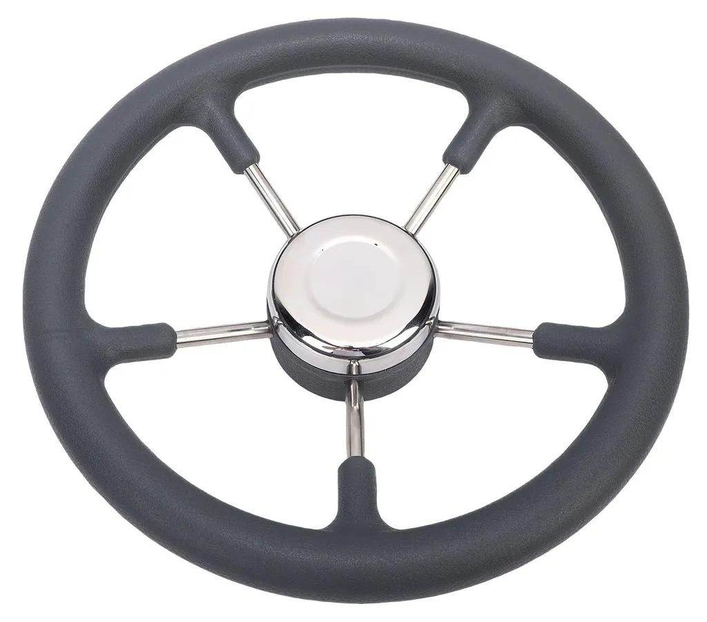 Volant bateau inox anti-corrosion 13 pouces avec poignée mousse confort
