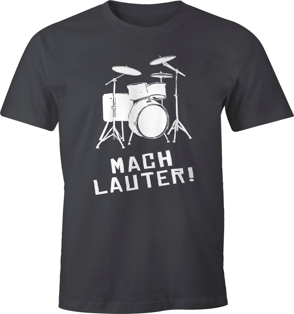 Schlagzeug T-Shirt Herren Mach Lauter Fun-Shirt Moonworks dunkelgrau L