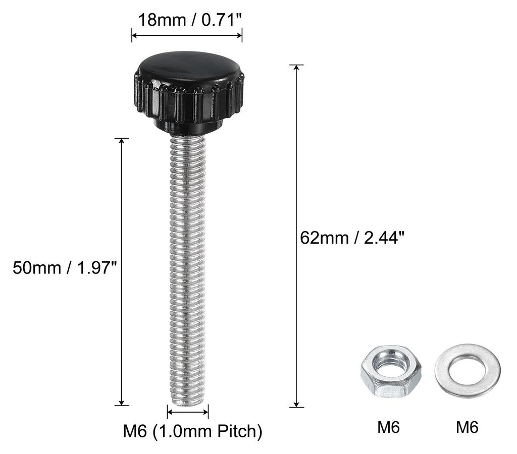 4 Stš¹ck R?ndelschraube mit Gewinde M6 x 50mm Rundkopfschraube mit Muttern Unterlegscheiben, Flš¹gelschrauben Edelstahl 304 Klemmhebel 18mm Kle...