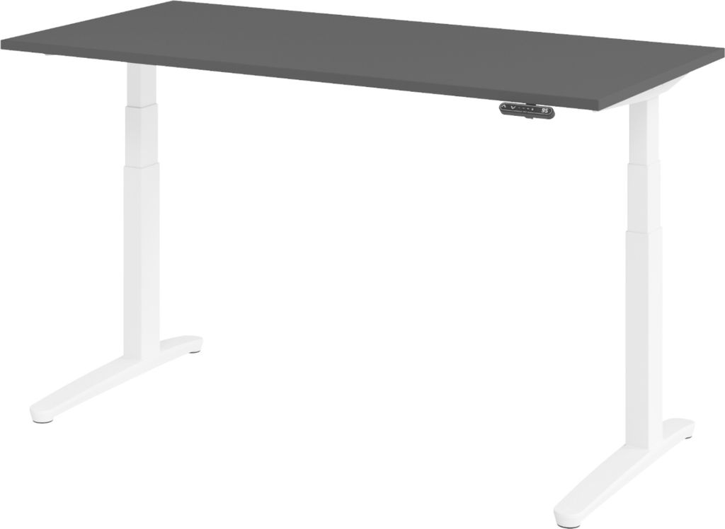 bümö Schreibtisch elektrisch XBHM - Größe: 160 x 80 cm, Nachbildung: Graphit, Gestell: Weiß
