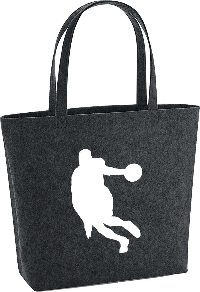 Huuraa Filzshopper Basketball Silhouette 22 Liter Charcoal Melange Filztasche Geschenkidee