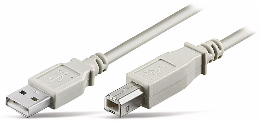 helos USB 2.0 Anschlusskabel Serie A auf B, 5 m, grau, lose