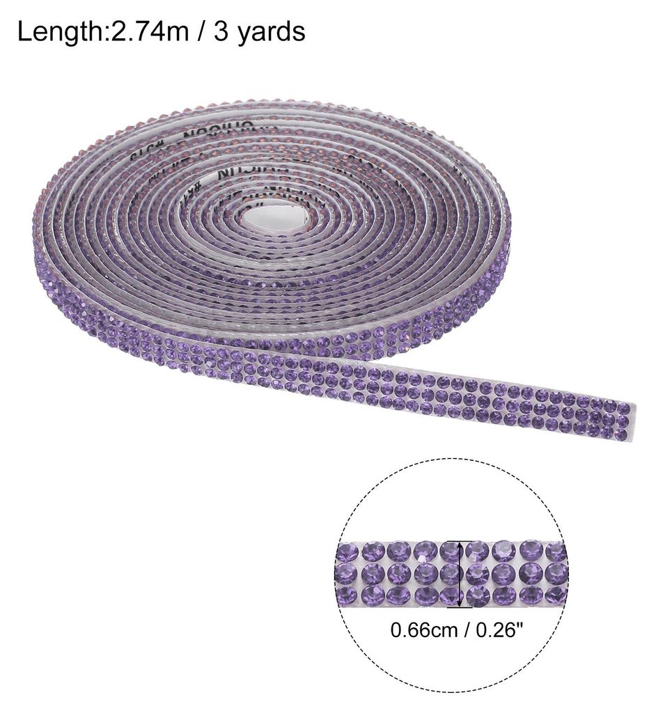 Strassband Selbstklebende Kristall Strassstreifen 3 Yard Bling Strassband Rolle 3 Reihen fš¹r DIY Basteln Hochzeit Kleidung N?gel Dekoration, Lila