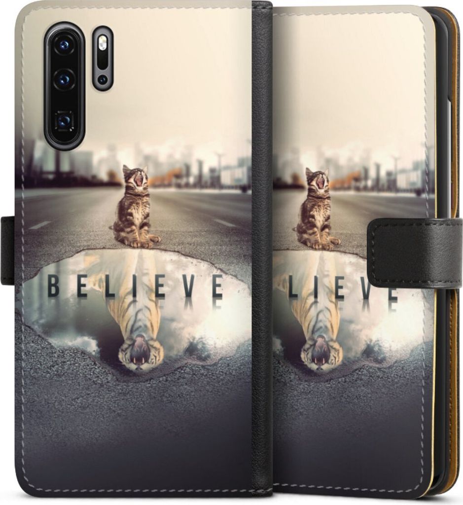 DeinDesign Klapphülle für Huawei P30 Pro New Edition Handytasche Lederhülle Tasche Motivation Tiere Tiger