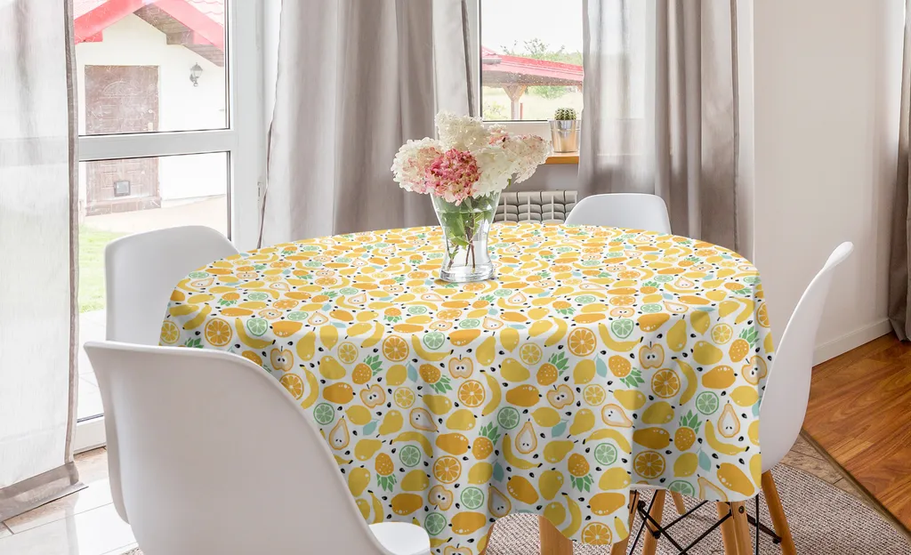 Tovaglia Abakuhaus Rotonda 150 cm Frutta Colorata Senape | Arredo Cucina