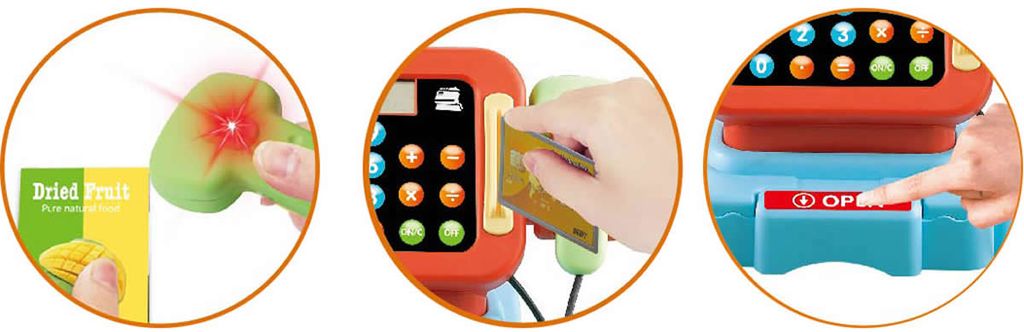 Luna Kinder Spielkasse mit Waage Soundeffekte Kaufladen Supermarkt Zubehör +3J