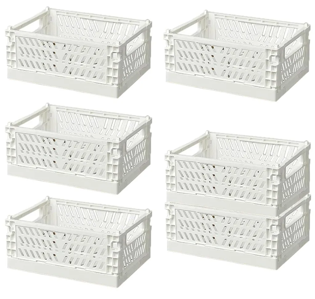 Petit Panier de Rangement Empilable et Pliable pour Placard et Bureau