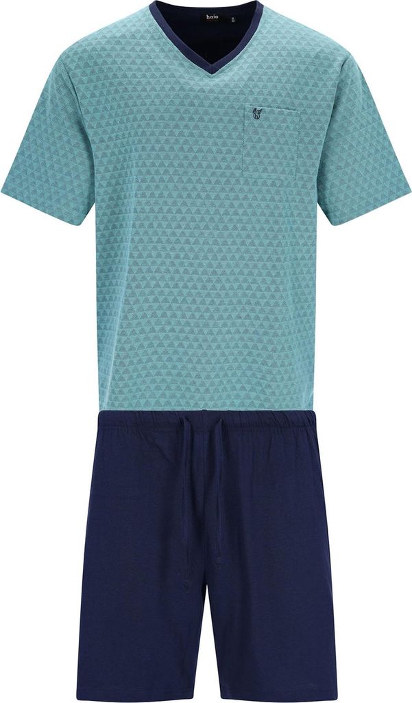 hajo Herren Schlafanzug, kurz - Klima-Light, Pyjama, Shorty, Baumwoll-Mix Hellblau 5XL