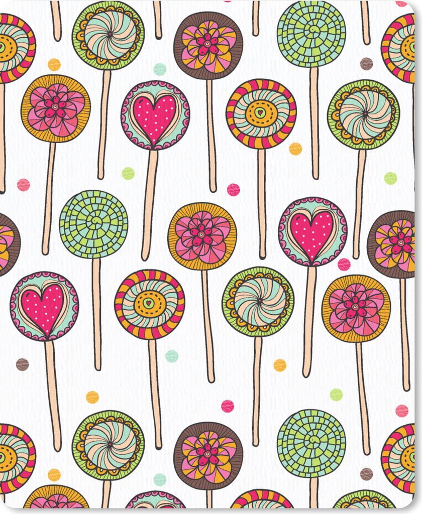 MuchoWow Mauspad Mousepad Muster - Lollipop - Herzen - Süßigkeiten 19x23 cm - Mousepads - Maus Mat - Pad - Mausunterlage - Mauspads - Spielen