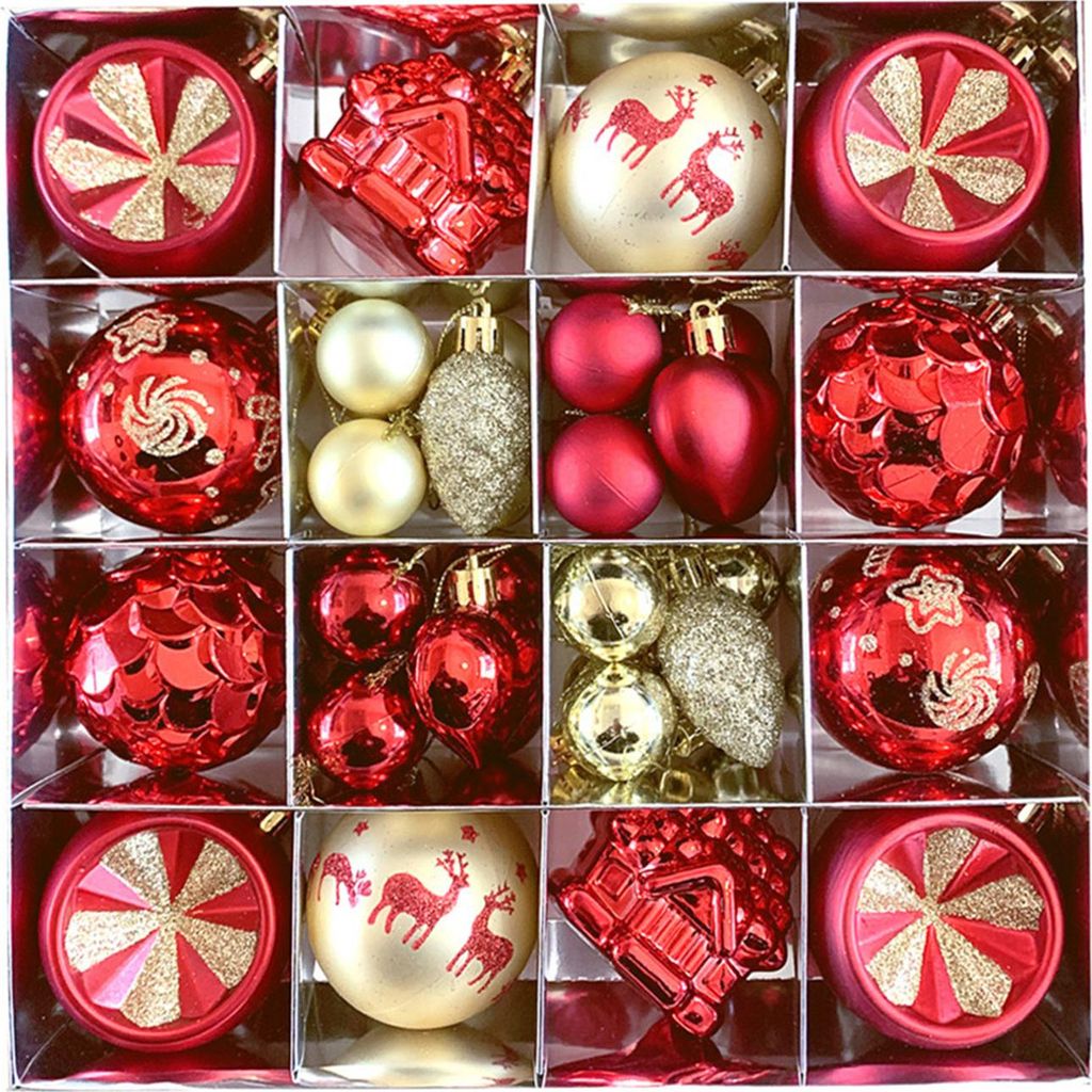 Weihnachtsschmuck-Set, bruchsichere Kunststoffkugeln, Schneeflocken, Sterne, Hängedekoration für Weihnachtsbaum, Weihnachtsdekoration, Zuhause, P...