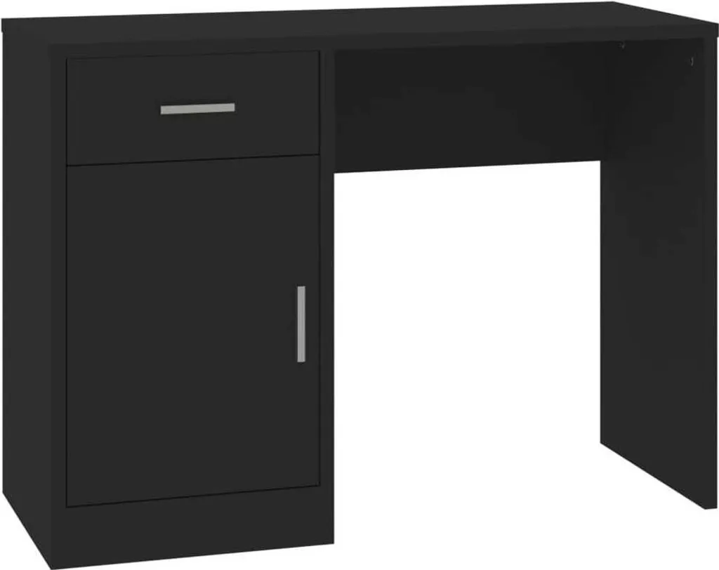 Scrivania con vano portaoggetti nero 100x40x73 cm in materiale ligneo