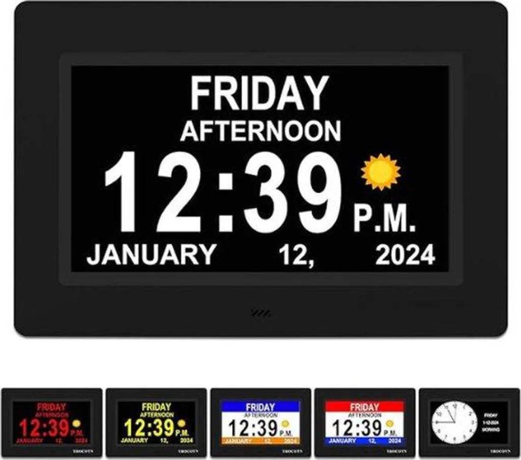 Horloge Alzheimer avec Date et Jour - Calendrier Digital 8 Pouces
