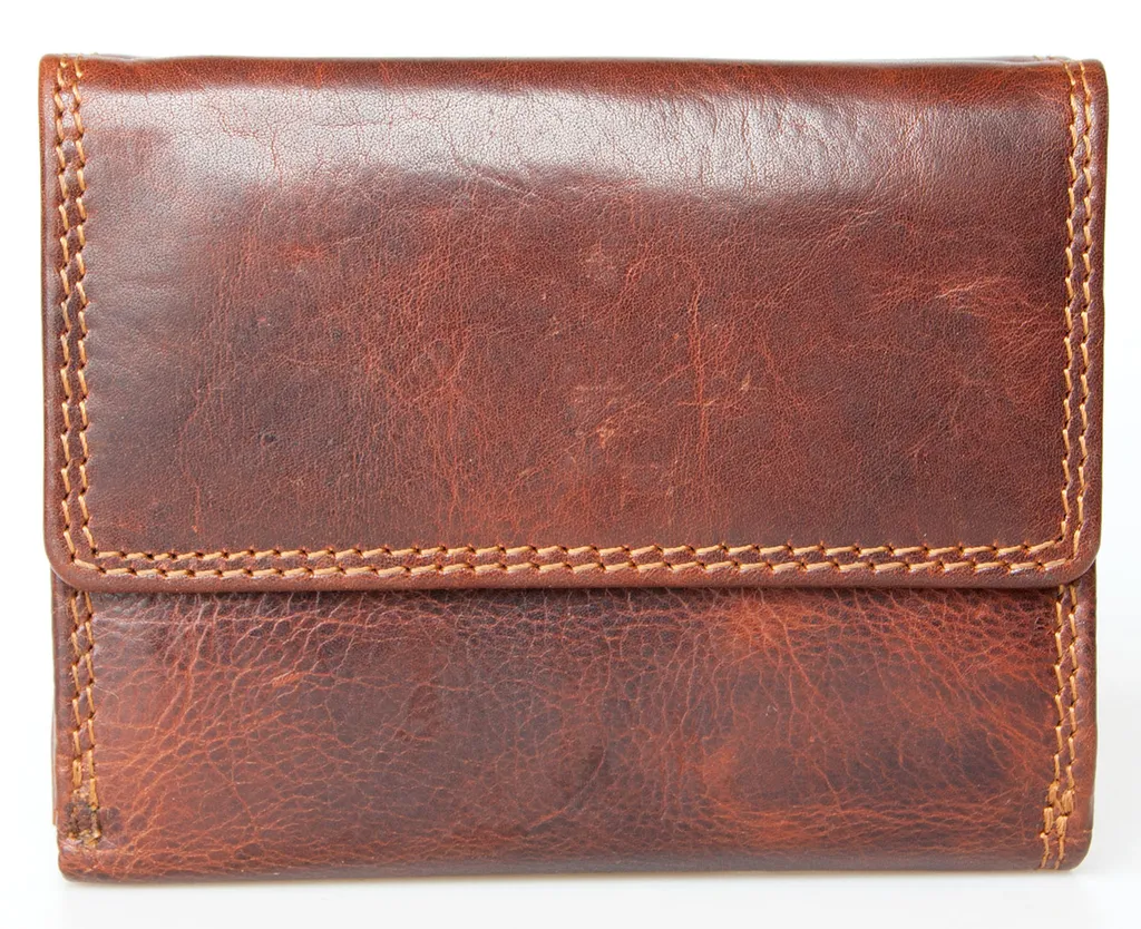 Mini Portafoglio Uomo In Vera Pelle Vintage Con Protezione RFID – Marrone Scuro, Portamonete Lampo, Fatto A Mano